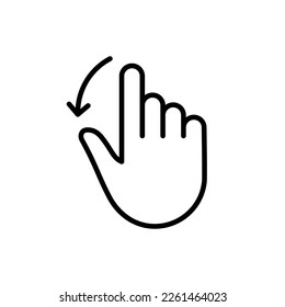 Hand Finger Swipe und ziehen Sie die Linie Symbol. Pinch Screen, Rotate on Screen Linear Piktogramm. Gesture schlug das Leitbild herunter. Bearbeitbarer Stroke. Einzelne Vektorgrafik.