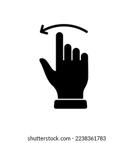 Hand Finger Swipe and Drag Left Silhouette Icon. Pinch Screen, Rotate on Screen Glyph Pictogram. Gesture Slide Left Icon. Isolated Vector Illustration.