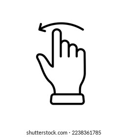 Hand Finger Swipe and Drag Left Line Icon. Pinch Screen, Rotate on Screen Linear Pictogram. Gesture Slide Left Outline Icon. Editable Stroke. Isolated Vector Illustration.