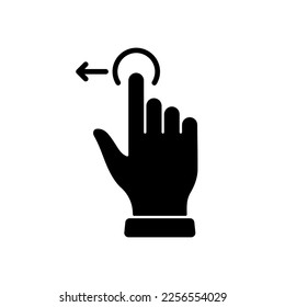 Hand Finger Swipe and Drag Left Silhouette Icon. Pinch Screen, Rotate on Screen Glyph Pictogram. Gesture Slide Left Icon. Isolated Vector Illustration.