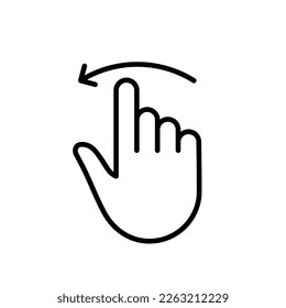 Hand Finger Swipe and Drag Left Line Icon. Pinch Screen, Rotate on Screen Linear Pictogram. Gesture Slide Left Outline Icon. Editable Stroke. Isolated Vector Illustration.