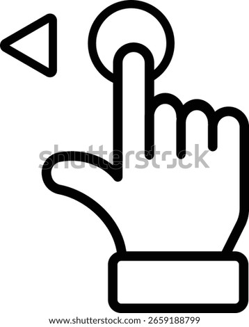 Hand Finger Swipe and Drag Left Line Icon, Touchscreen gesture line icon. Slide left arrow sign. Swipe action symbol. Linear style touchscreen gesture icon. Editable stroke. Vector

