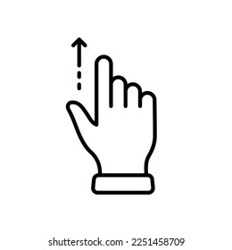 Hand Finger Swipe and Drag Up Line Icon. Pinch Screen, Rotate on Screen Linear Pictogram. Gesture Slide Up Outline Icon. Editable Stroke. Isolated Vector Illustration.