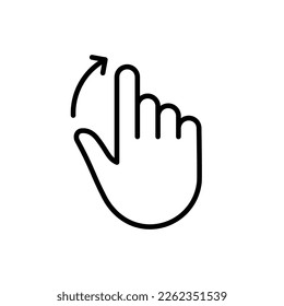 Hand Finger Swipe and Drag Up Line Icon. Pinch Screen, Rotate on Screen Linear Pictogram. Gesture Slide Up Outline Icon. Editable Stroke. Isolated Vector Illustration.