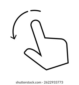 Hand finger swipe and drag outline icon. Gesture slide left linear pictogram. Isolated vector illustration
