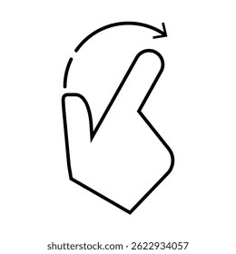 Hand finger swipe and drag outline icon. Gesture slide right linear pictogram. Isolated vector illustration