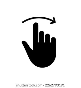 Hand Finger Swipe and Drag Right Silhouette Icon. Pinch Screen, Rotate on Screen Glyph Pictogram. Gesture Slide Right Icon. Isolated Vector Illustration.