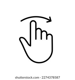 Hand Finger Swipe and Drag Right Line Icon. Pinch Screen, Rotate on Screen Linear Pictogram. Gesture Slide Right Outline Icon. Editable Stroke. Isolated Vector Illustration.