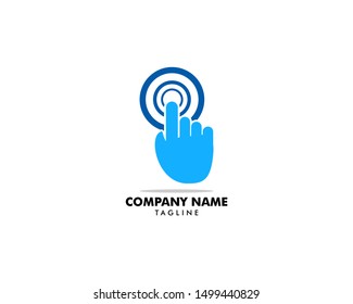 Hand Finger Touch Screen Technology Logo Design Vector Template