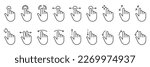 Hand Finger Touch, Swipe and Drag Outline Icon Set. Pinch Screen, Rotate Up Down on Screen Line Sign. Gesture Slide Left and Right Linear Pictogram. Editable Stroke. Isolated Vector Illustration.