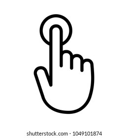 Hand with finger touch or tap gesture line art vector icon for apps and websites