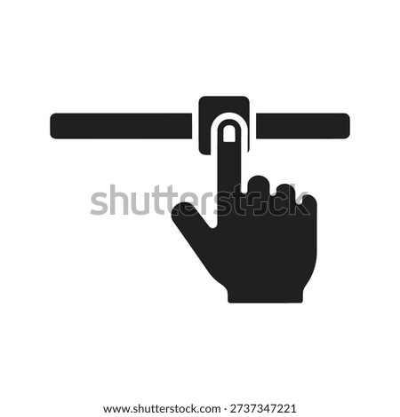 Hand finger touching horizontal slider bar symbolizing progress control adjustment interactive settings interface concept design