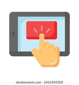 Pantalla móvil con toque de dedo de mano, icono de concepto de usabilidad