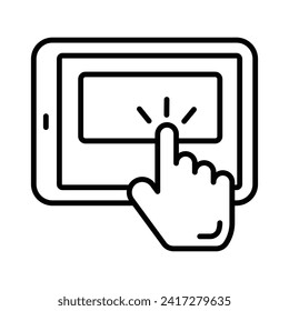 Pantalla móvil con toque de dedo de mano, icono de concepto de usabilidad