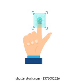 Hand fingerprint security futuristic technology for office building