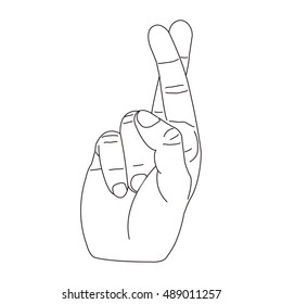 Hand with fingers crossed gesture