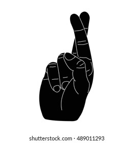 Hand with fingers crossed gesture