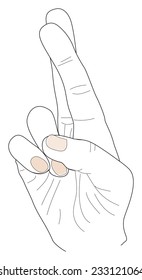 Hand with Fingers Crossed - Vector