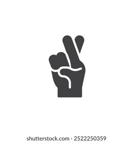 Hand with fingers crossed vector icon. Filled flat sign for mobile concept and web design. Finger Crossed glyph icon. Wishing luck symbol, logo illustration. Vector graphics