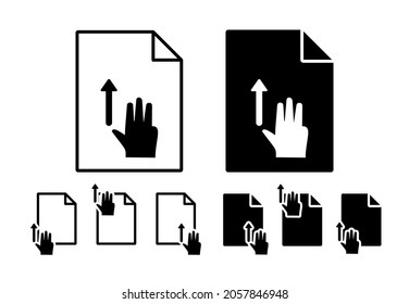 Hand, fingers, gesture, swipe move, up vector icon in file set illustration for ui and ux, website or mobile application