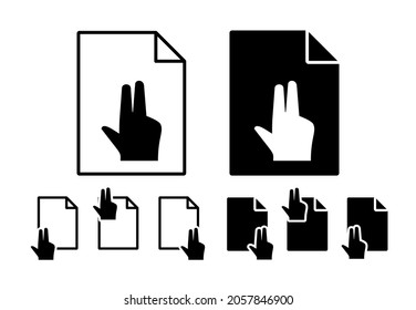 Hand, fingers, gesture, v sing vector icon in file set illustration for ui and ux, website or mobile application