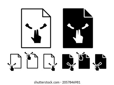 Hand, fingers, gesture vector icon in file set illustration for ui and ux, website or mobile application