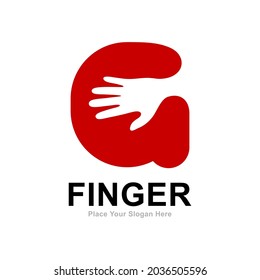 Hand fingers letter G logo design vector. Suitable for hand symbol, partnership, identity, support, and teamwork