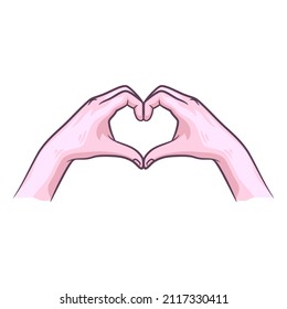 Hand fingers making heart shape. Cute finger hearth gesture