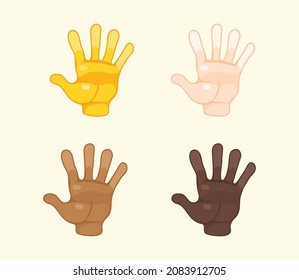 Hand with Fingers Splayed Gesture Icon. Raised hand emoji. Raised hand sign. All skin tone gesture emoji