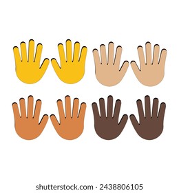 Hand with Fingers Splayed Gesture Icon. Raised hand emoji. Folded Hands sign, All skin tone gesture emoji