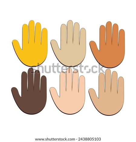 Hand with Fingers Splayed Gesture Icon. Raised hand emoji. Folded Hands sign, All skin tone gesture emoji