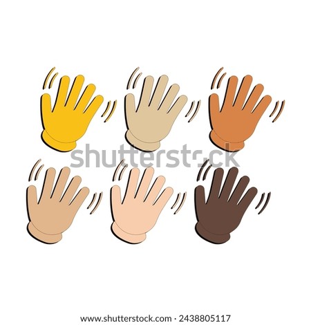 Hand with Fingers Splayed Gesture Icon. Raised hand emoji. Folded Hands sign, All skin tone gesture emoji