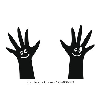Hand fingers vector logo. Hands with a smile. Tolerance, friendship, team. No racism. Flat vector illustration