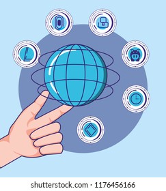 hand with fintech concept