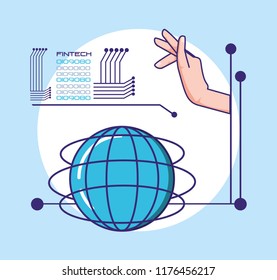 hand with fintech concept