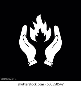 hand and fire.