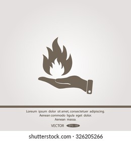hand and fire, flame fire, flames icon.
