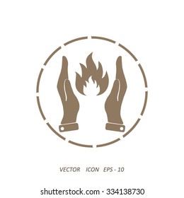 hand and fire, flame fire, flames icon.