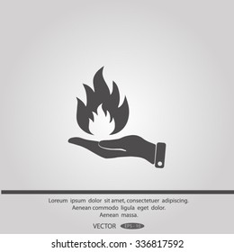 hand and fire, flame fire, flames icon.