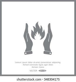 hand and fire, flame fire, flames icon.