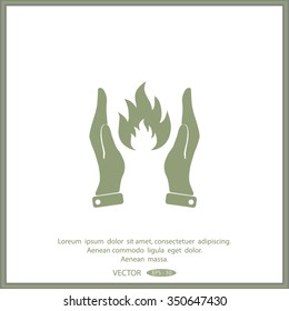 hand and fire, flame fire, flames icon.