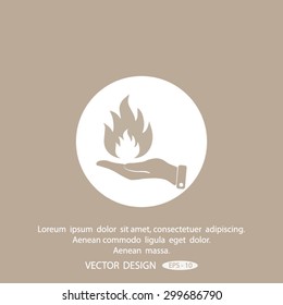 hand and fire, flame fire, flames icons.