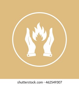 hand and fire, flame fire, icon.