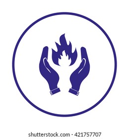 hand and fire, flame fire icon. hand holding a fire icon.