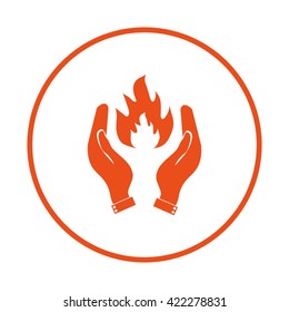 hand and fire, flame fire icon. hand holding a fire icon.