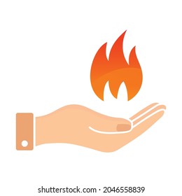 Hand With Fire Flame Illustration Vector. 