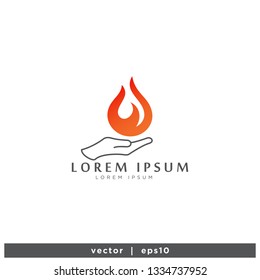 Hand and fire icon Logo template