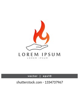 Hand and fire icon Logo template