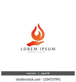 Hand and fire icon Logo template