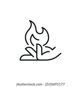 Hand with fire icon. Simple hand holding flame icon for social media, app, and web design. Vector illustration.